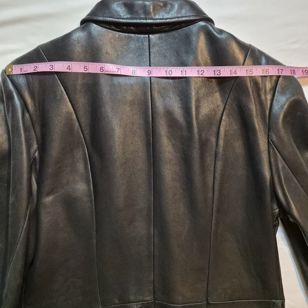 Kenneth Cole Reaction Genuine Black Leather Zip Jacket | Minimalist | Sleek - Picture 6 of 8